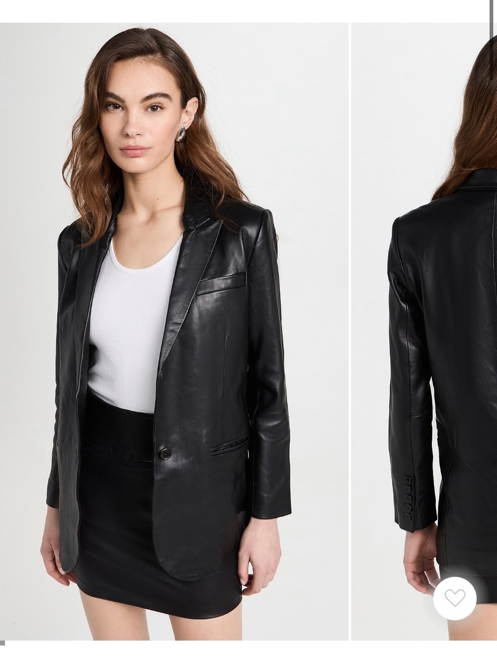 Black Leather Single-Button Blazer Jacket